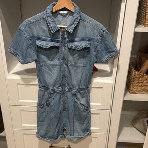 girls Denim Short Sleeve Jumpsuit